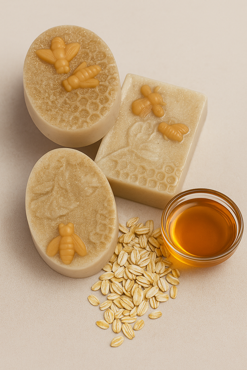Jabón artesanal de avena y miel